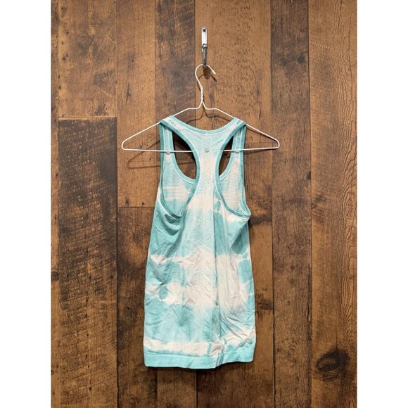 Lululemon Swiftly Tech Racerback Tank Blue White Size 4 EUC - Picture 2 of 3